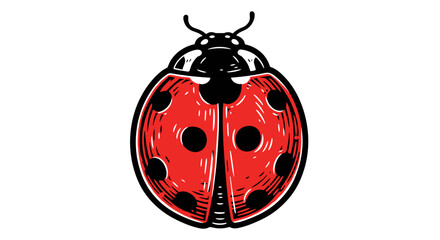 Fototapeta premium Vector Pinocut A detailed illustration of a ladybug against a clean backdrop.