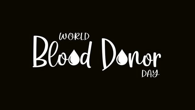World blood donor day in white text on a black and green background, perfect for promotional materials, social media posts, awareness campaigns, and event posters.