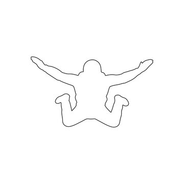 skydiver outline person in free fall extreme sport adventure and skydiving thrill concept on white background