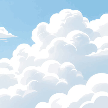Create a realistic White Summer clouds texture vector art with white background.