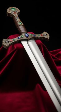 Ornate Medieval Longsword with Jeweled Hilt