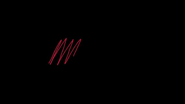 animated of hand drawing red line on black background, cancelation, mark, covering concept, 4k animation