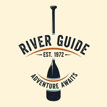 Vintage river guide adventure logo design.