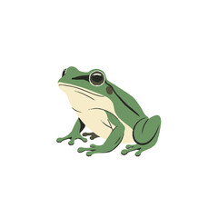 Fototapeta premium Green Tree Frog Vector Illustration - Minimalist Nature Animal Graphic Isolated on White