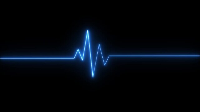 ECG Pulse Line Wave on Black Background, Futuristic Heartbeat Monitor Signal, Digital Cardiology Rhythm Display, Medical Technology Concept, Abstract Health Care Data Visualization