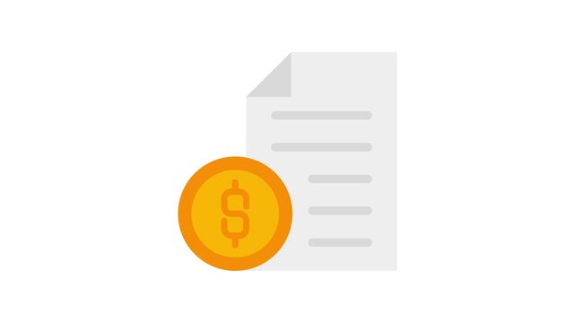 Illustration of invoice animation on white background. 4k video