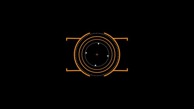 Small Hud Target Colour futuristic animation on black bg in 4K video