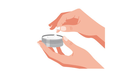 Fototapeta premium Applying Moisturizer Cream from Jar to Hand for Skincare and Hydration