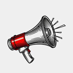 Naklejka premium Vintage Megaphone Bullhorn Illustration for Communication, Marketing, and Protest Announcements