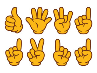 Fototapeta premium Foam hand gesture icon vector illustration showing finger count variations and thumbs up signs for victory team spirit sports support