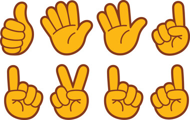Fototapeta premium Foam hand gesture icon vector design with finger count symbols and thumbs up signs for sports cheering fan support concept