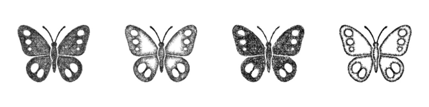 Sketch butterfly icon design set