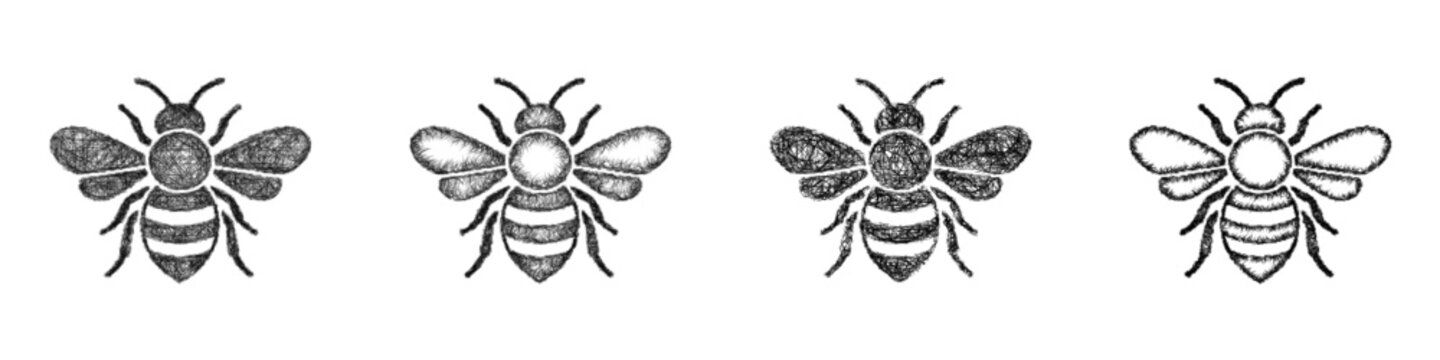 Sketch bee icon design set