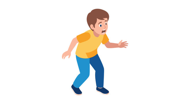 Scared Little Boy with Terrified Expression Vector Illustration Isolated on White Background