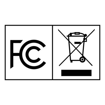 FCC Mark WEEE Waste Electrical Symbol Certification Icon Black