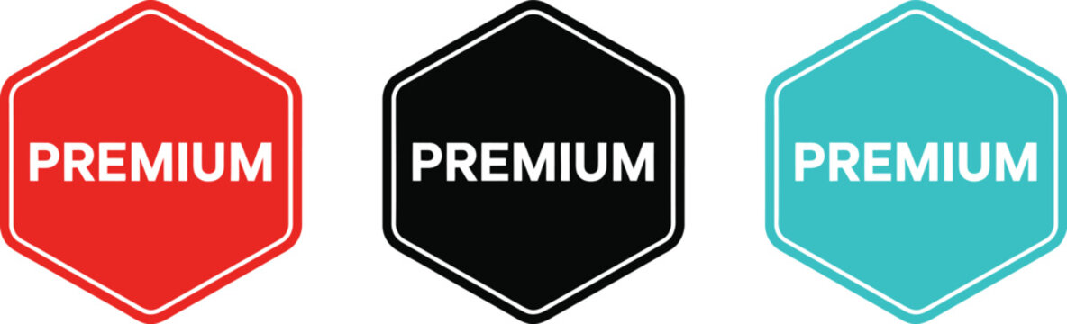 Hexagonal premium quality badges vector illustration for luxury branding product membership levels and exclusive service certification design