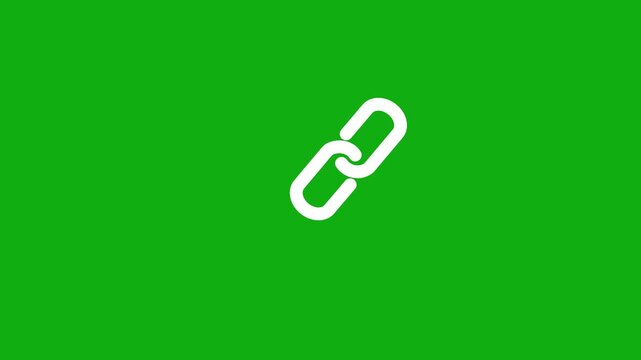 black chain link icon animation on white background