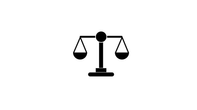 scale icon vector 2D animation isolated on white background. scale symbol template. Scales of justice. Court of law symbol.