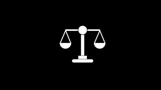 scale icon vector 2D animation isolated on white background. scale symbol template. Scales of justice. Court of law symbol.