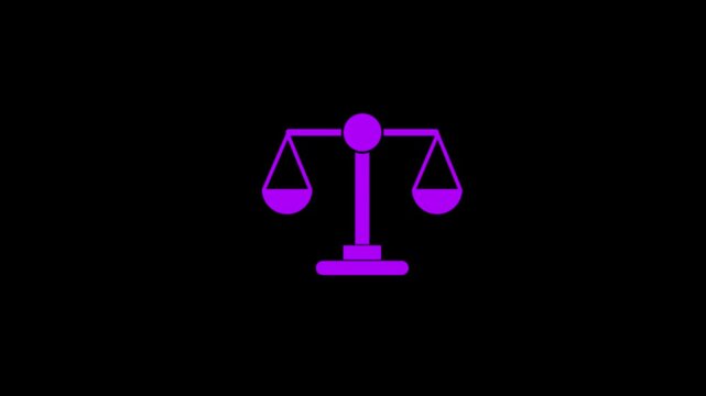 scale icon vector 2D animation isolated on white background. scale symbol template. Scales of justice. Court of law symbol.