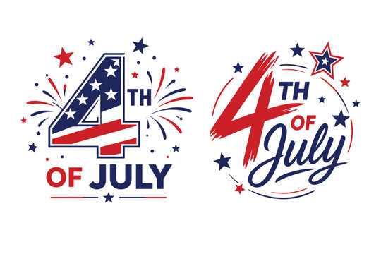 Independence day 4th of july patriotic typography elements with stars and stripes independence patriotic american fireworks celebration lettering typography national