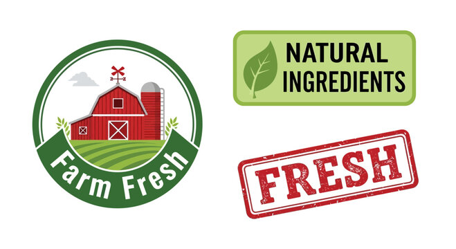 Farm Fresh Natural Ingredients Stamp and Emblem for Organic Produce and Agricultural Products