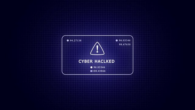 cyber hack security breach computer hacking warning message hacked alert. Motion graphics animation 4K resolution
