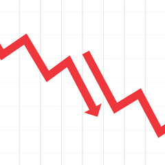 Obraz premium Declining Trend, Red Chart Graph Shows a Negative Market Shift
