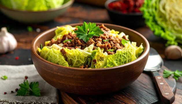 Wirsing-Bowl mit Hackfleisch