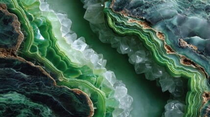 Obraz premium Luxury onyx material featuring backlit green onyx with natural crystalline formations, emerald color gradients, and distinctive banded patterns in professional macro detail.