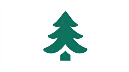 Fototapeta premium Stylized evergreen shape rendered in a deep green color against a white background