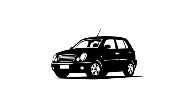 Compact hatchback car silhouette vector illustration