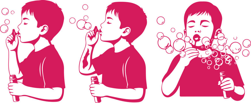 Bubbles forming from drinking through a straw Vector, illustration