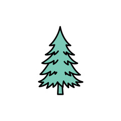 Obraz premium Minimalist Hand Drawn Pine Tree Vector Illustration