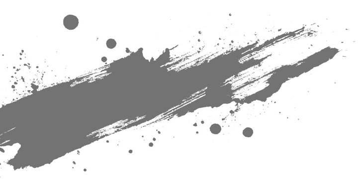 A minimalist black ink brush stroke sweeping in a smooth arc, with textured edges and fading bristle marks on a clean white texture background vector.