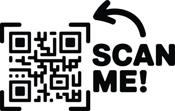 QR code scan icon vector design featuring scan me frame for smartphone mobile app payment and identification concept illustration