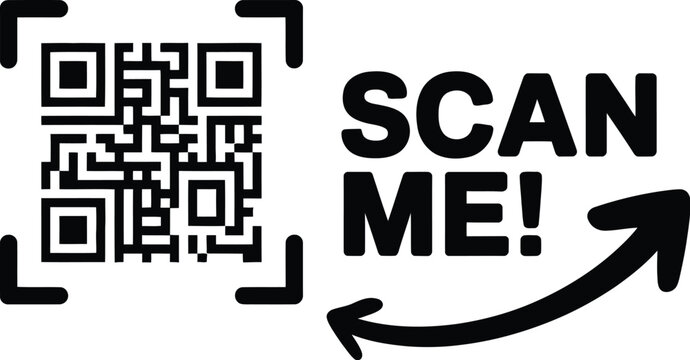 QR code scan icon vector design with scan me frame for smartphone app payment verification and identification technology concept