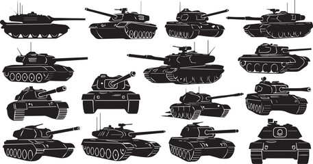 Military Battle Tank Silhouette Vector Icon Collection © Vector 4 You