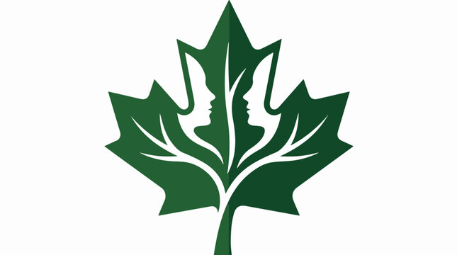 Abstract maple leaf logo design with human profile silhouettes.