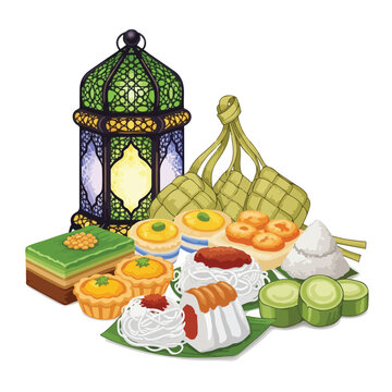 Assorted Traditional Middle Eastern Sweets and Lantern.