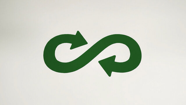 Circular economy infinity arrow symbol on white background