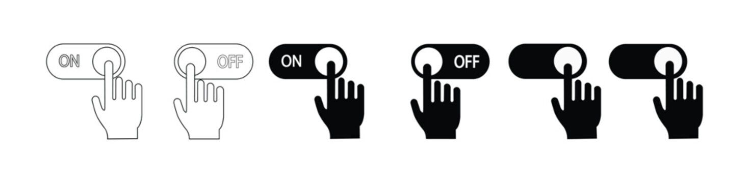 Finger Control Switch Icons &ndash; On Off Slider Button Vector Collection