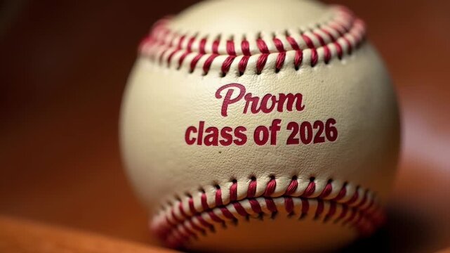 Baseball with prom class of 2026 text 
