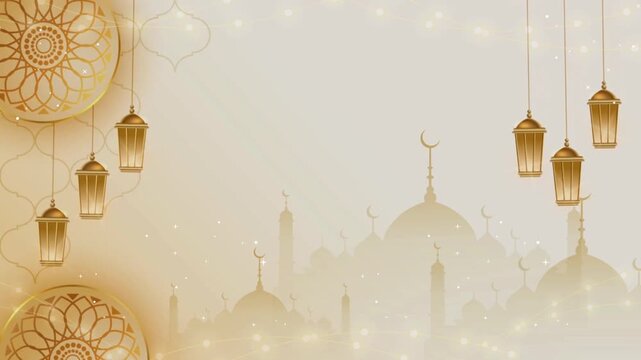 Eid Ramadan Beige And Cream Vibrant Illustrative Greeting Video