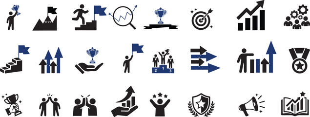 Fototapeta premium Success & Achievement Icon Pack. Achievement line icon pack as editable vector illustration for business dashboards, line icon set vector pictogr.eps