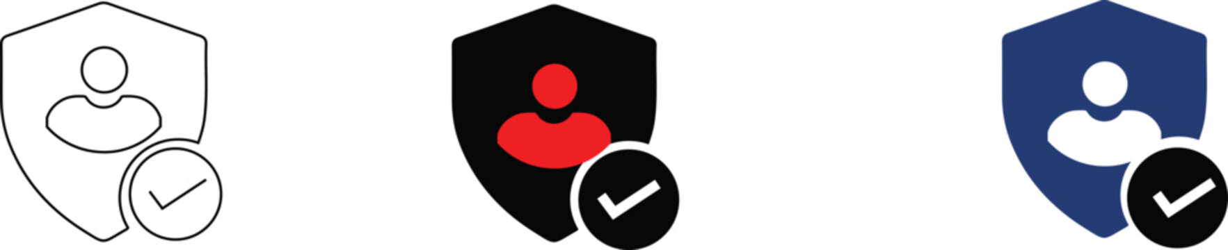 Symbol of verified account, privacy and safe access .User security and protection icon with shield and check mark. Ideal for cybersecurity, secure login, user verification .vector