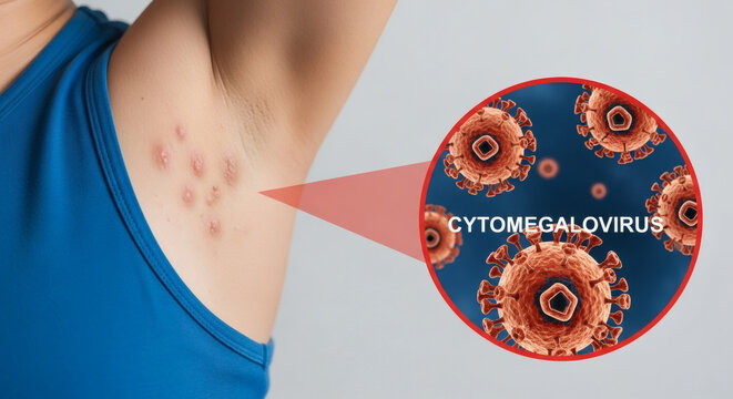Underarm skin rash caused by Cytomegalovirus medical concept