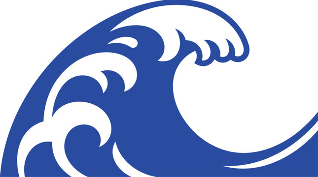 Stylized blue ocean wave crest vector