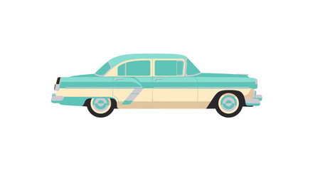 Fototapeta premium Classic Teal and Beige Two-Tone Vintage Automobile Illustration