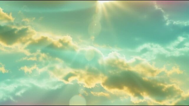 soft pastel clouds in teal gold and pink hues drifting